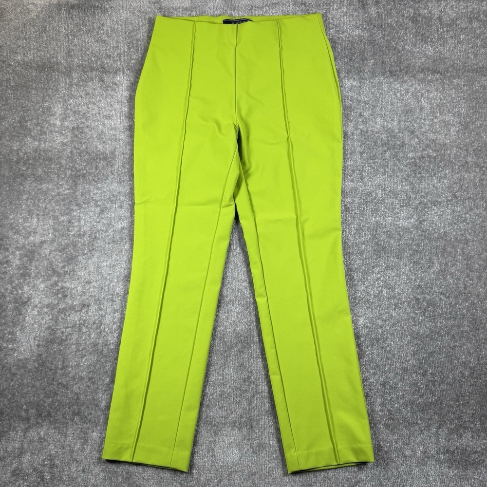 JL Atelier Pants Women's Medium Lime Green Stretch Trousers